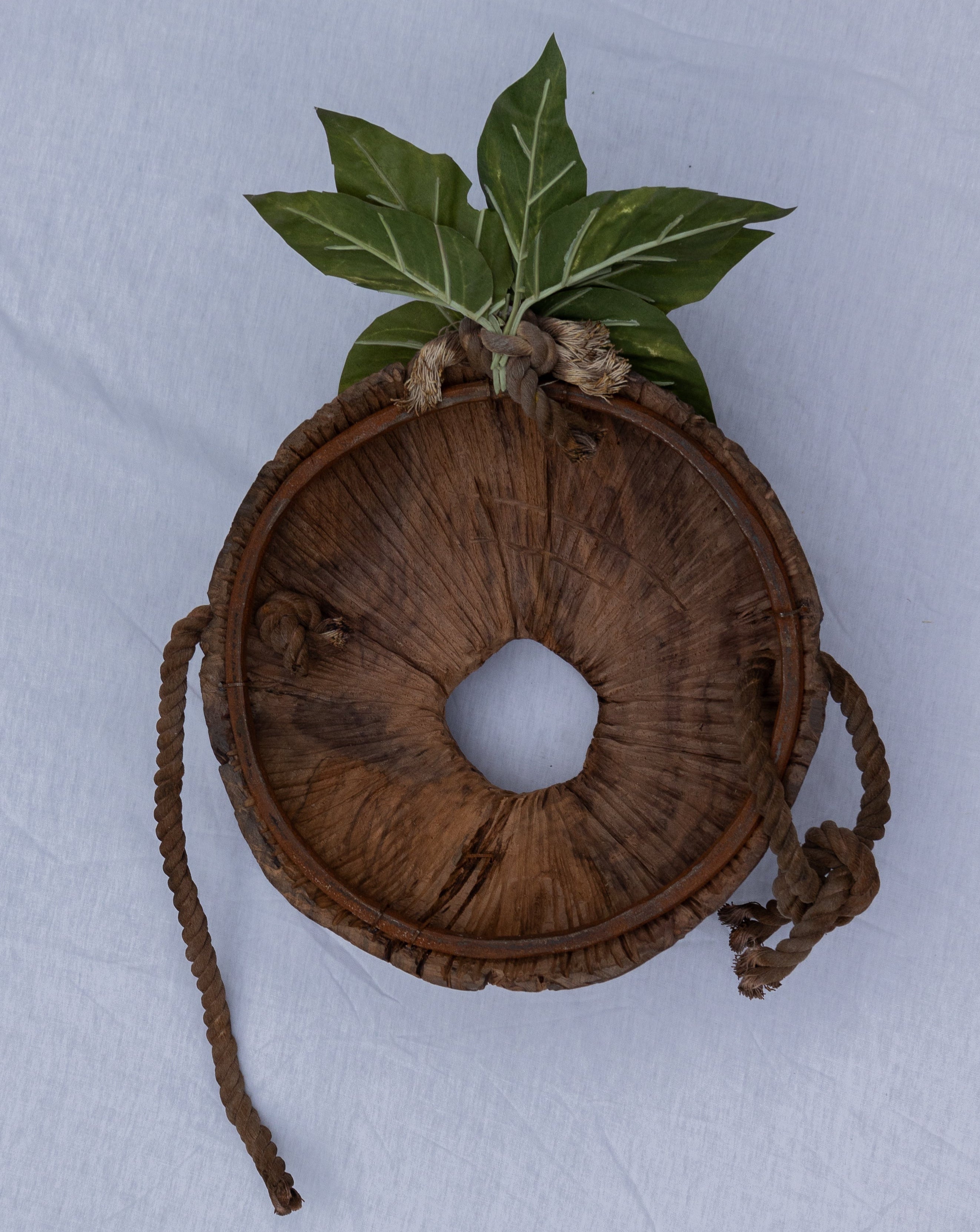Back of the Wooden Deku Mask on a white background