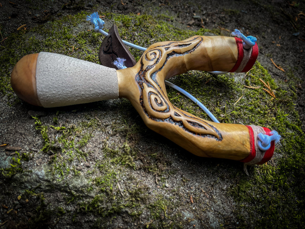 Handcrafted Wooden Fantasy Slingshot | Handmade Collector Prop | Fantasy Adventure Cosplay Display | Real Wood & Leather (Pre-Order)