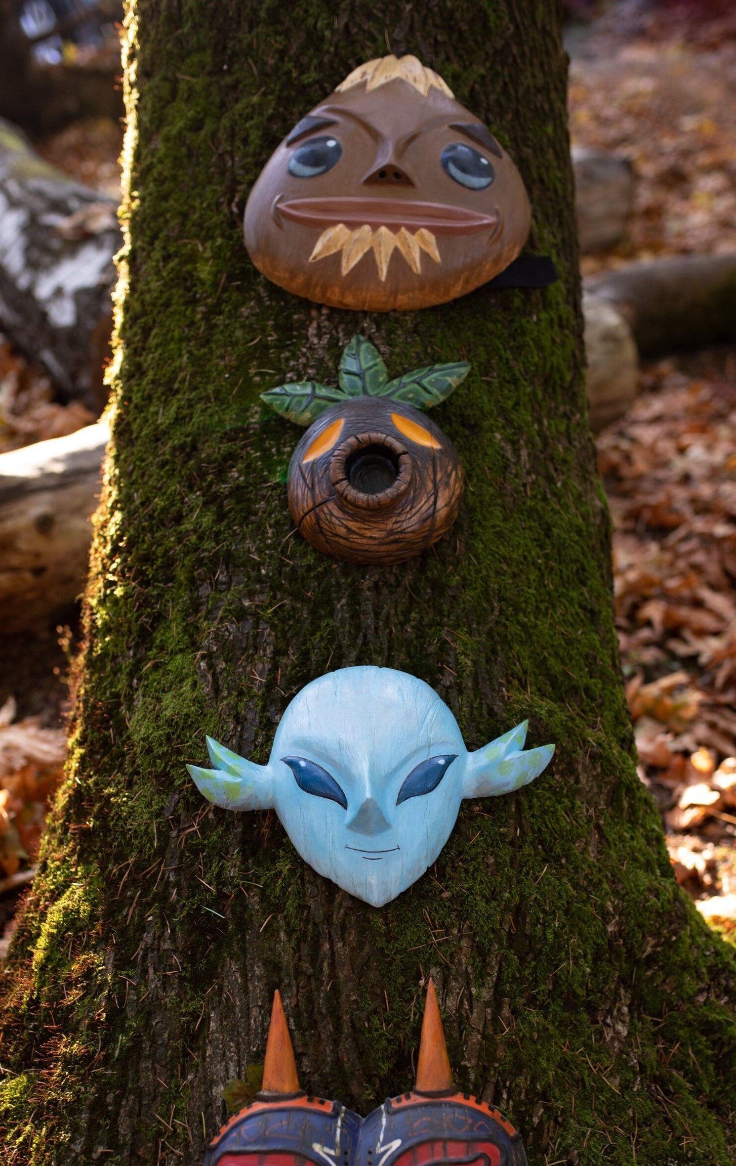 Hand Carved Wooden Transformation Masks: Deku, Goron, Zora & Majoras Mask bundle