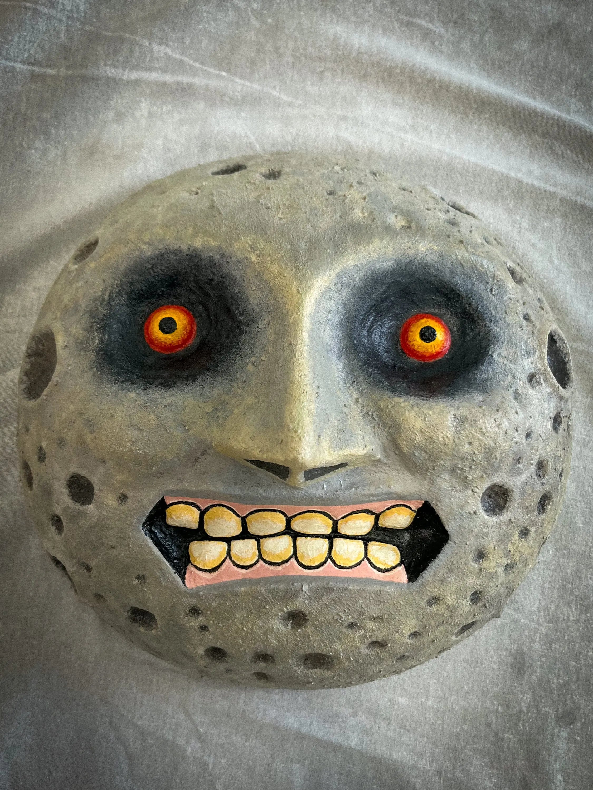 Hand Carved Wooden Majora's Mask Moon Sculpture - Zelda Inspired (Pre-Order)