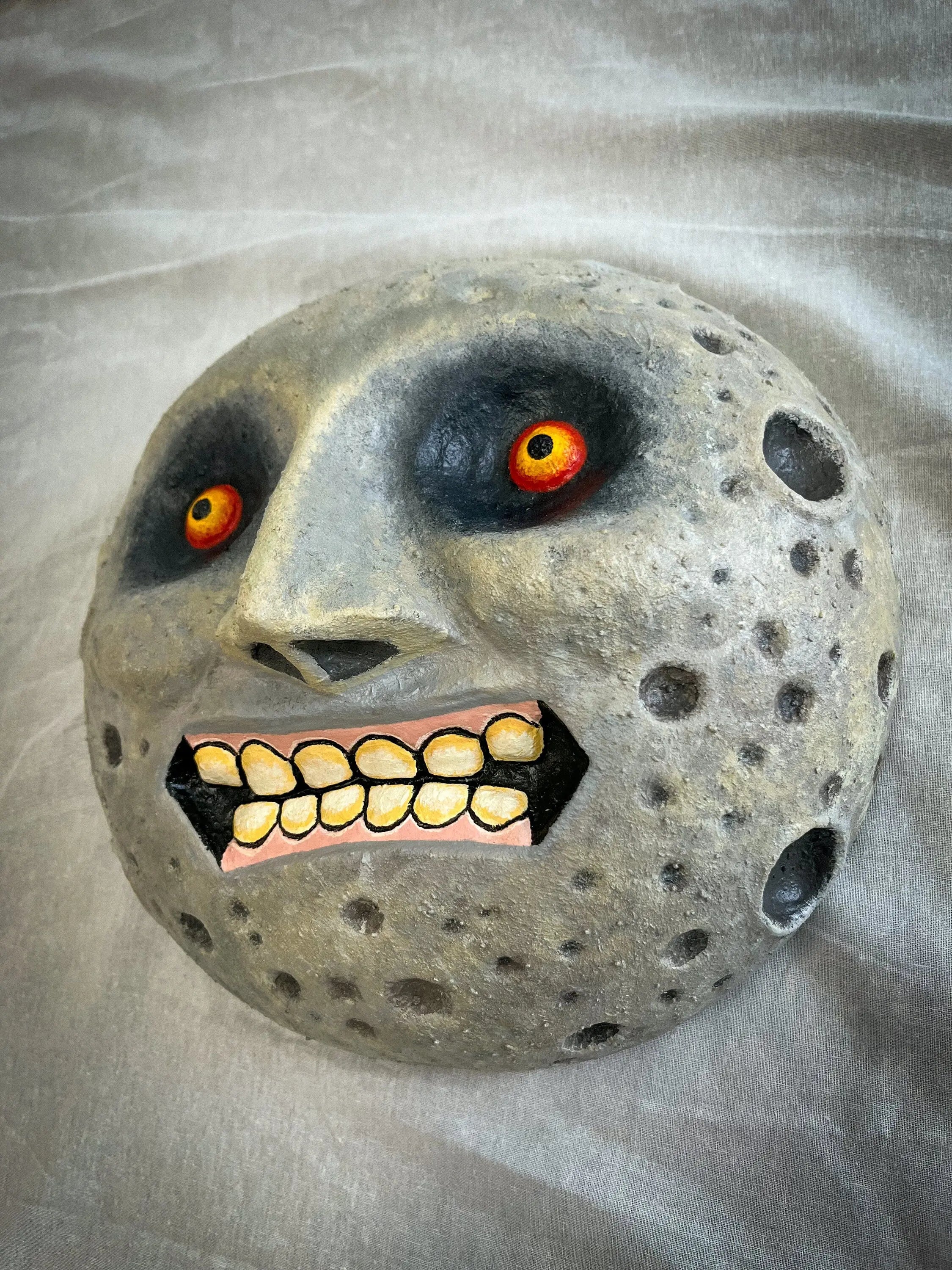 Hand Carved Wooden Majora's Mask Moon Sculpture - Zelda Inspired (Pre-Order)