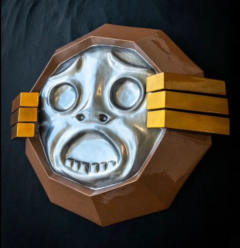 Mirror Shield // Majora's Mask - The Legend of Zelda Cosplay Replica Prop against black backdrop