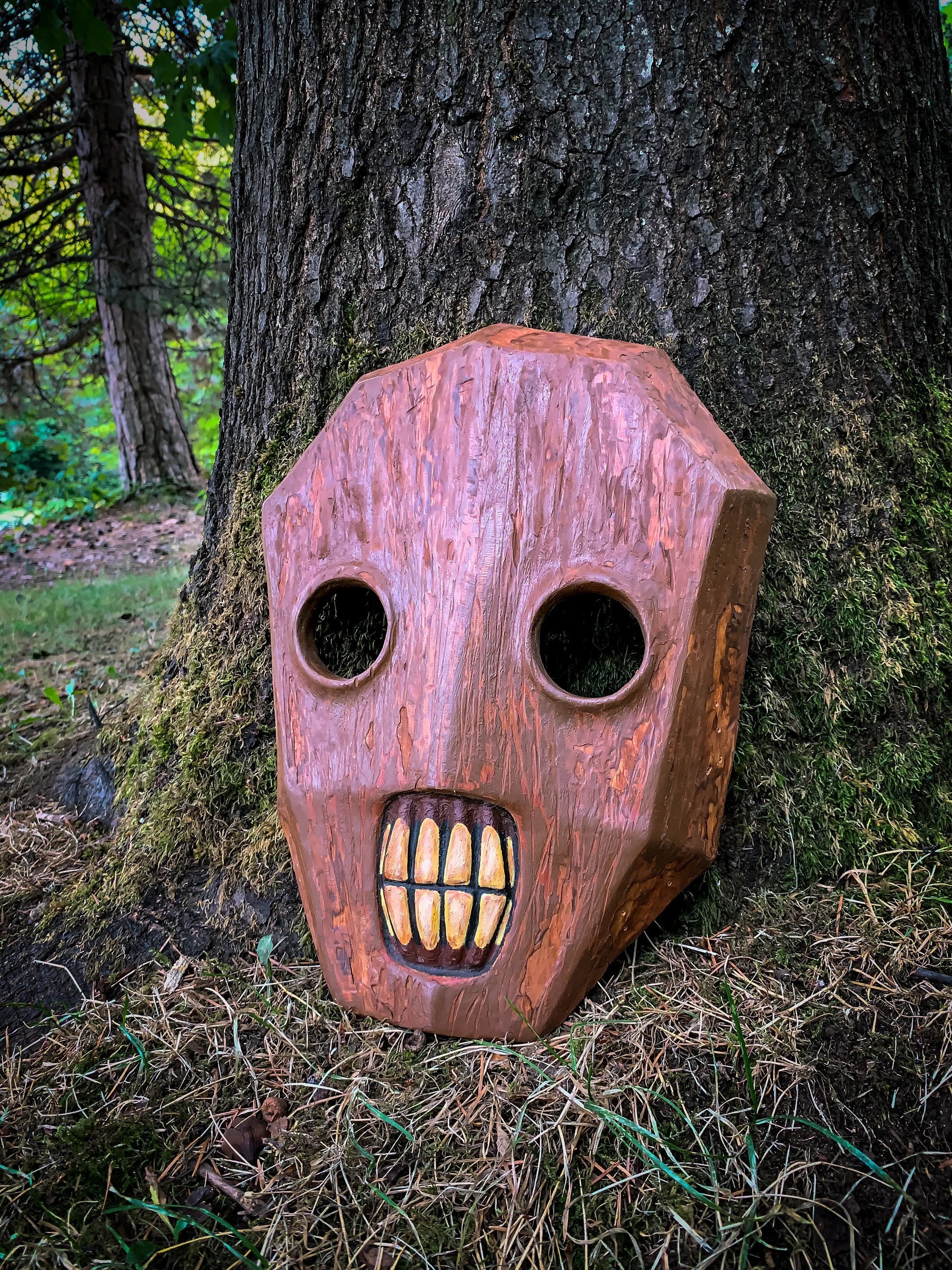 Wooden ReDead ‘Spooky’ Mask // Ocarina of Time - The Legend of Zelda in forest setting