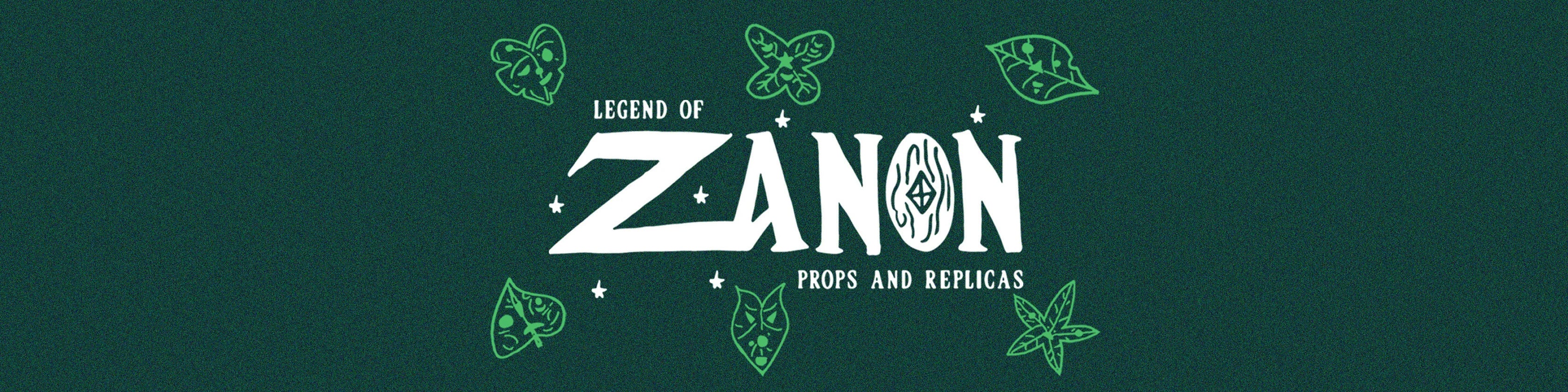 Logo of Legend of Zanon Props and Replicas on a green background